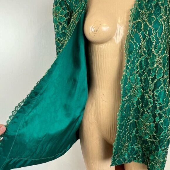 Vintage Women’s XL Green Embellished Jacket Coat Blazer Christmas Holiday NYE - Picture 14 of 15